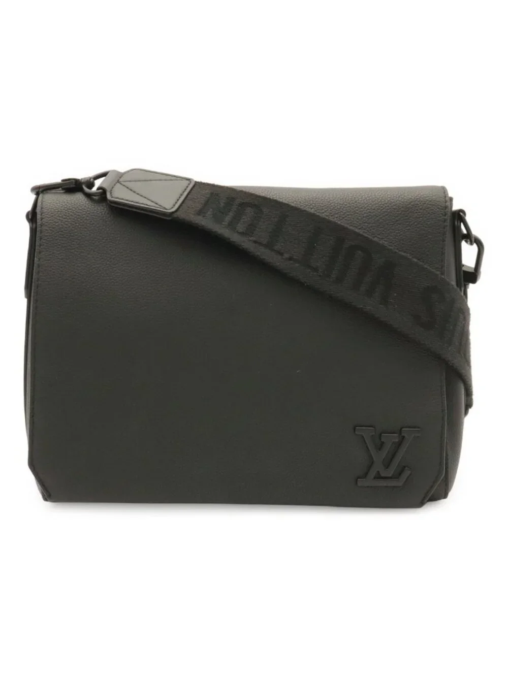 Louis Vuitton LV Aerogram Takeoff Messenger Shoulder Bag Leather Noir Black